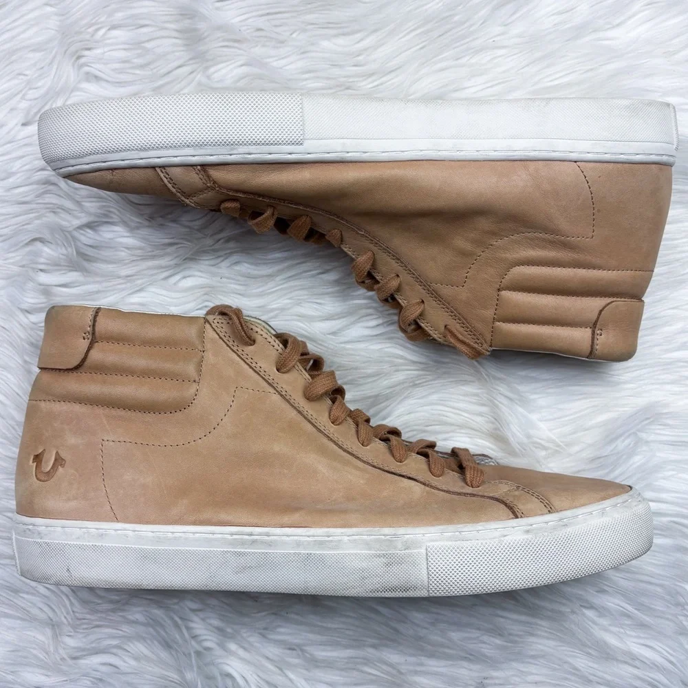 True Religion Hex V1 High Top Leather Sneakers Shoes Tan Brown Mens Size 13